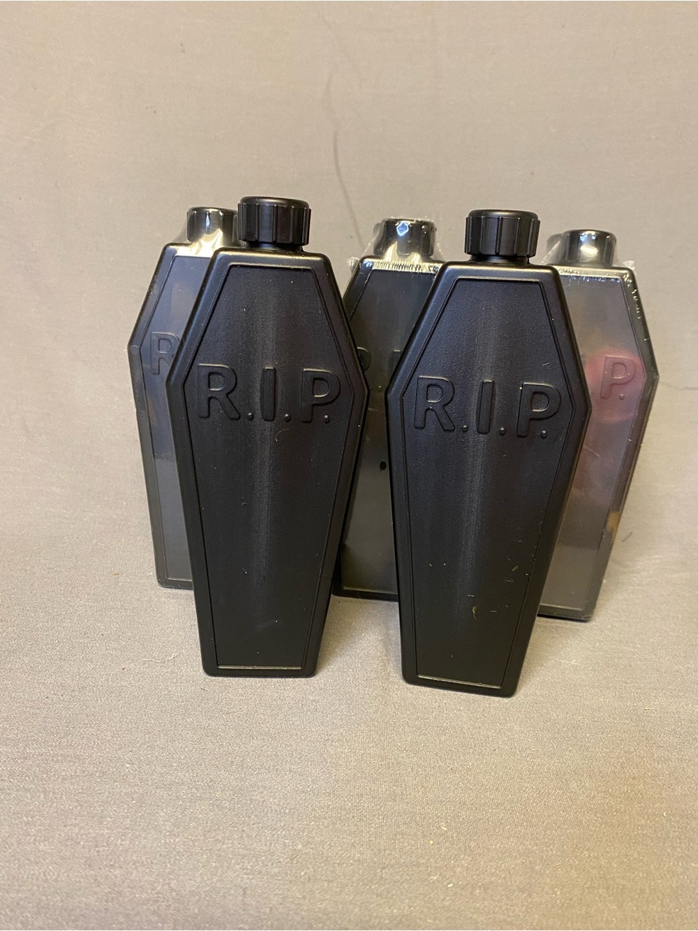 Target Black Coffin-Shaped R.I.P. Flask Water Bottle set of 8